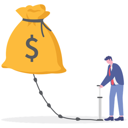 Businessman facing financial inflaiton  Illustration