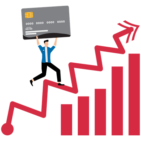 Businessman facing financial instability  Illustration