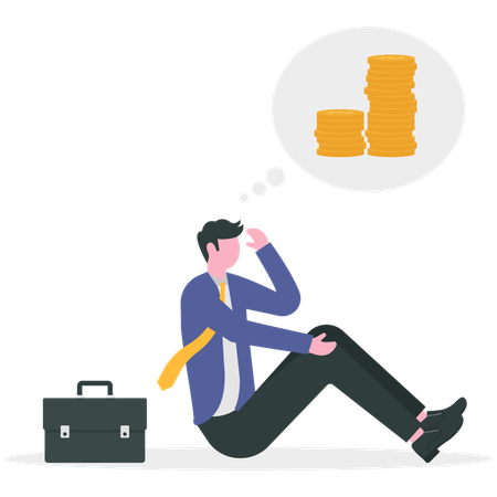Businessman facing financial problem  Illustration