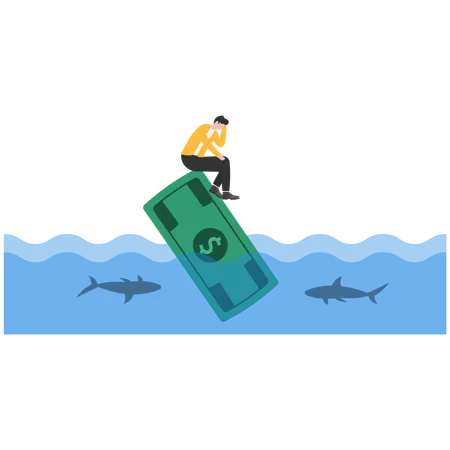 Businessman facing financial risk  Illustration