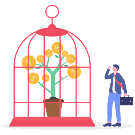 Businessman facing financial trap  Illustration