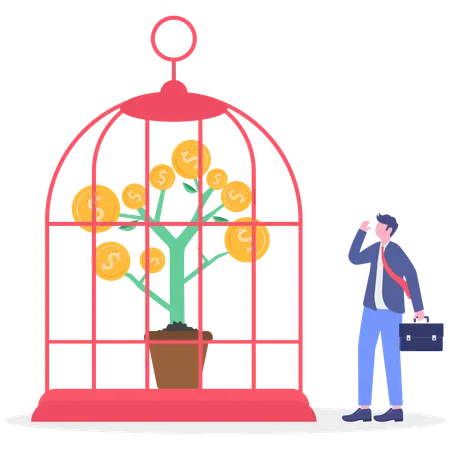 Businessman facing financial trap  Illustration