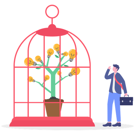 Businessman facing financial trap  Illustration