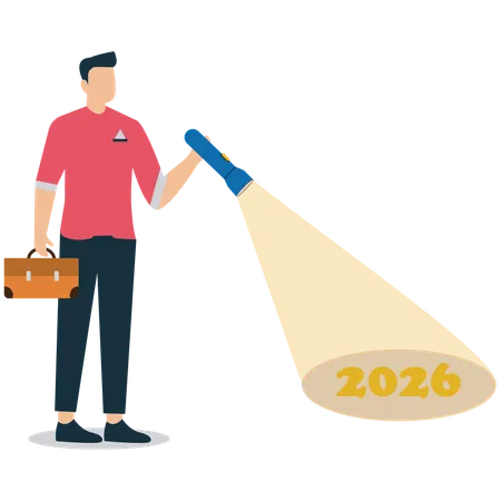 Businessman facing future insights  Illustration