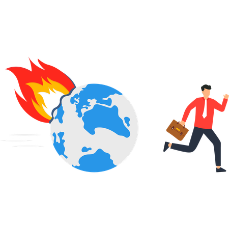 Businessman facing global business crisis  Illustration