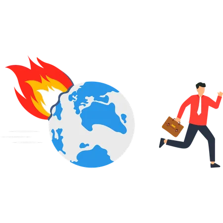 Businessman facing global business crisis  Illustration