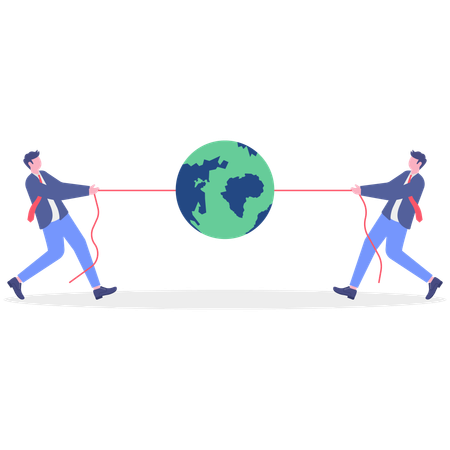 Businessman facing global competition  Illustration