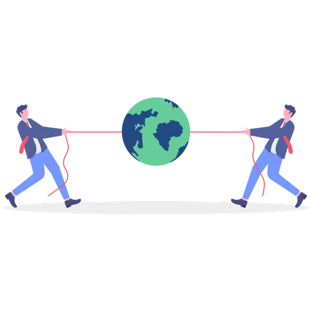 Businessman facing global competition  Illustration