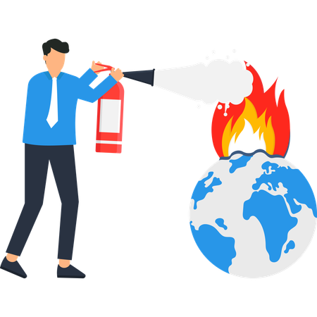 Businessman facing global warming  Illustration