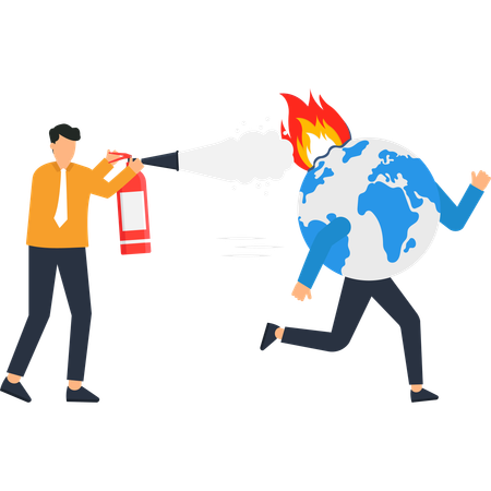 Businessman facing global warming  Illustration