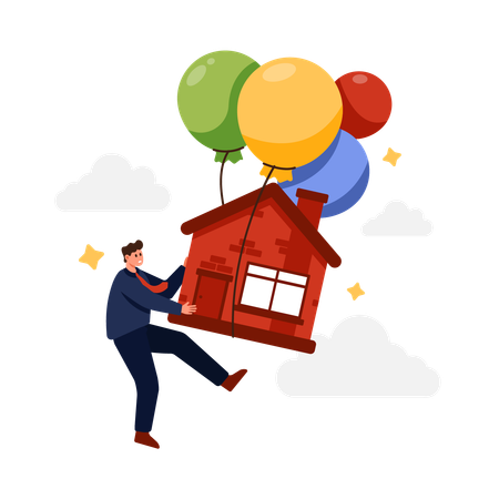 住宅価格高騰に直面するビジネスマン  イラスト