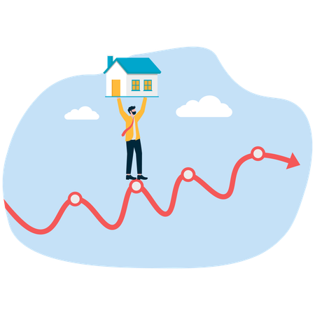 Businessman facing housing loan issues  Illustration