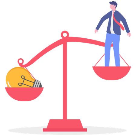 Businessman facing idea inequality  Illustration