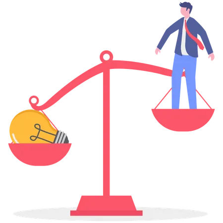 Businessman facing idea inequality  Illustration