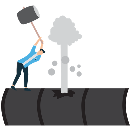 Businessman facing infrastructure crisis  Illustration