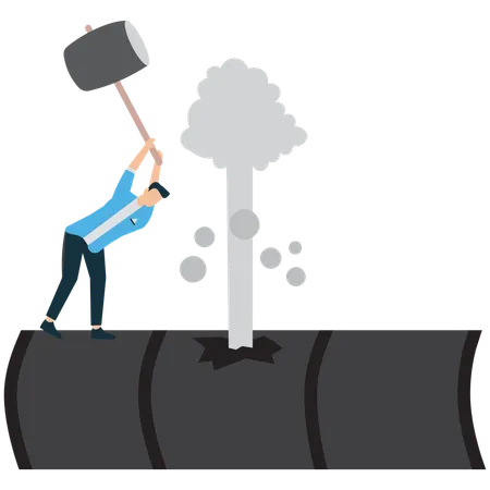 Businessman facing infrastructure crisis  Illustration