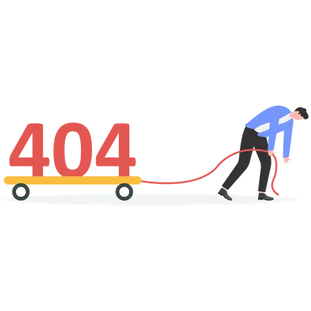 Businessman facing internet error  Illustration