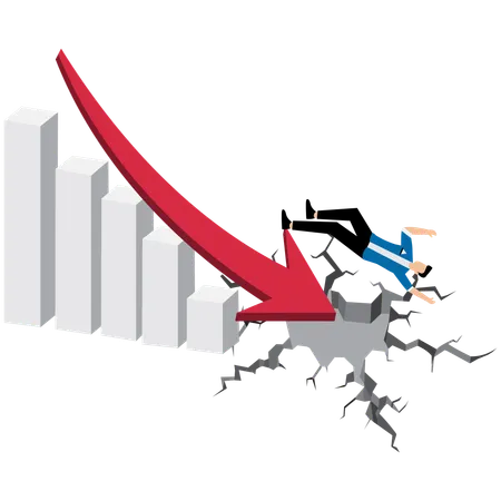 Businessman facing investment loss  Illustration