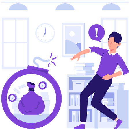 Businessman facing issue with bank transfer  Illustration