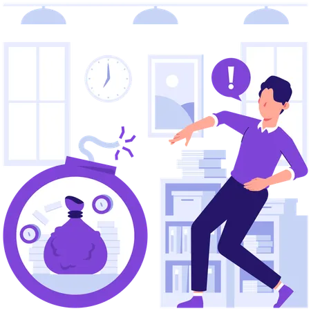 Businessman facing issue with bank transfer  Illustration