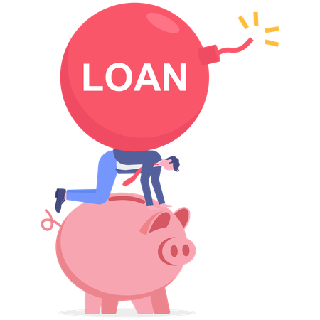 Businessman facing loan burden  Illustration