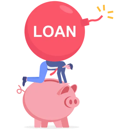 Businessman facing loan burden  Illustration