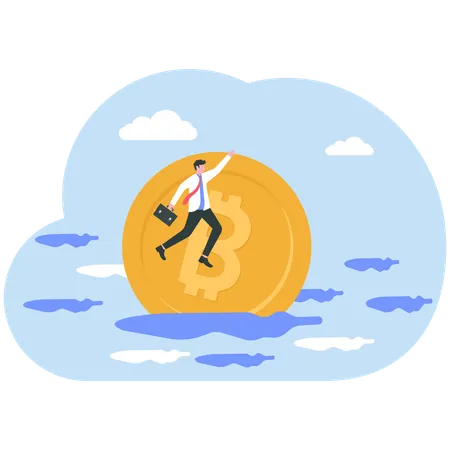 Businessman facing loss in crypto market  Illustration