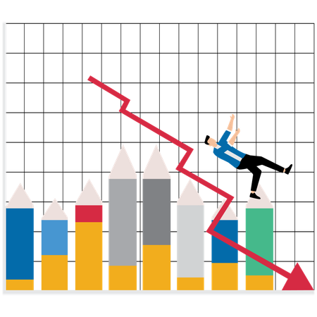 Businessman facing loss in stock market  Illustration