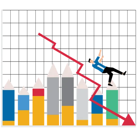 Businessman facing loss in stock market  Illustration