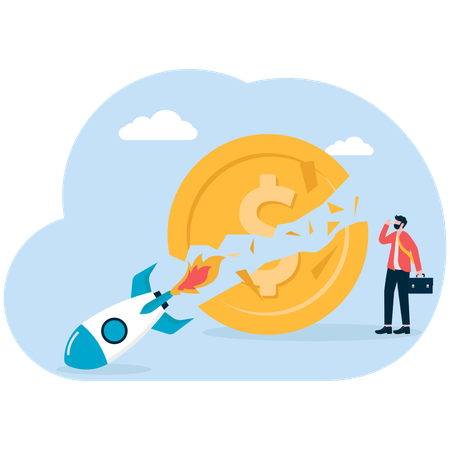 Businessman facing market loss  Illustration