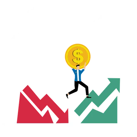 Businessman Facing Market Up Down Situations  Illustration