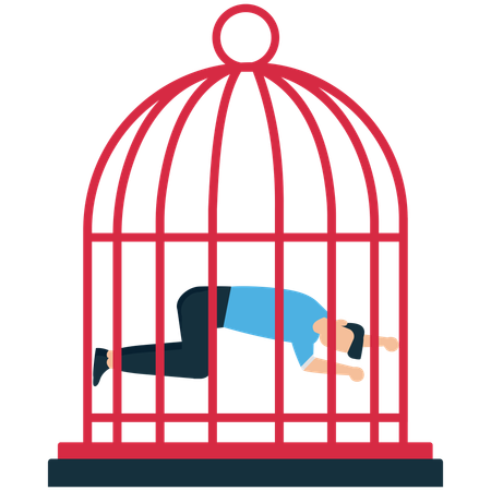 Businessman facing mental Block  Illustration