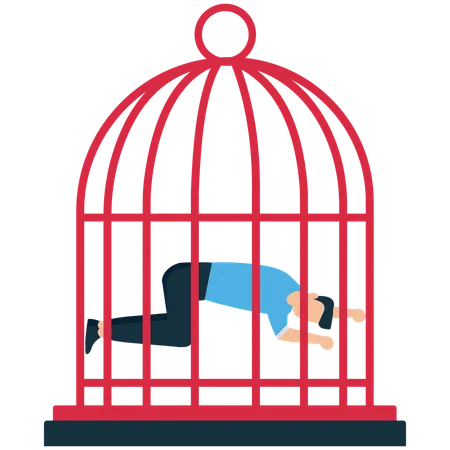 Businessman facing mental Block  Illustration