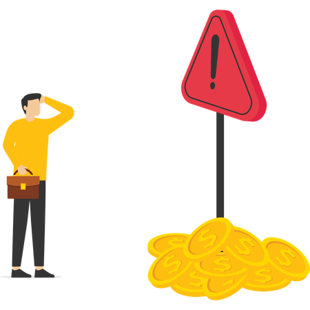 Businessman facing money alert issues  Illustration