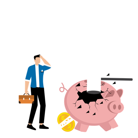 Businessman Facing Money Crisis  Illustration