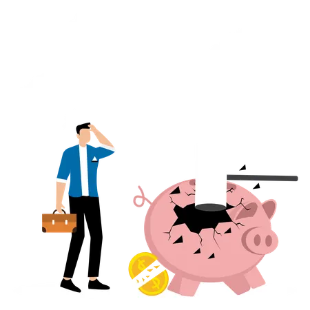 Businessman Facing Money Crisis  Illustration