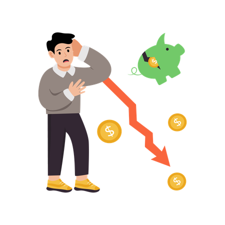 Businessman facing money Loss  Illustration