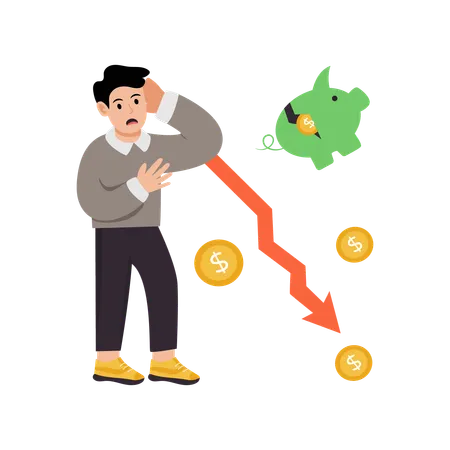 Businessman facing money Loss  Illustration