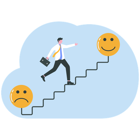 Businessman facing mood swings  Illustration