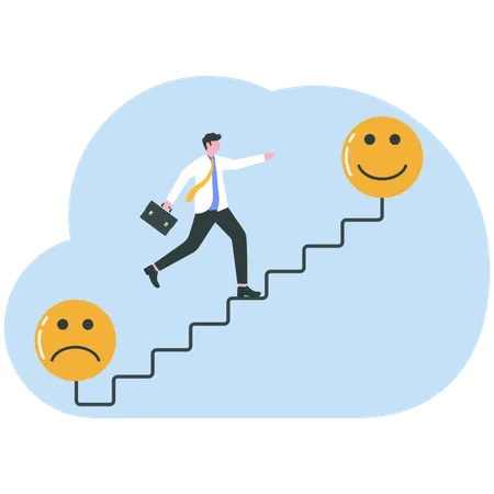 Businessman facing mood swings  Illustration