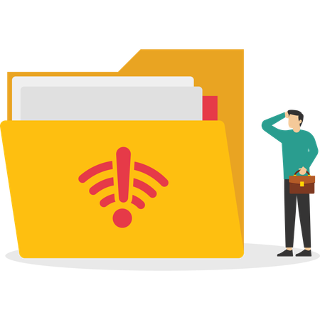 Businessman facing network error  Illustration
