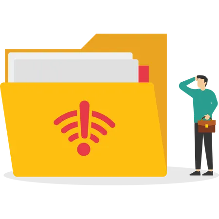 Businessman facing network error  Illustration