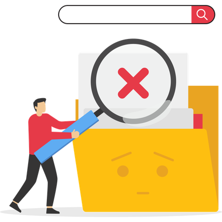 Businessman facing no data found  Illustration