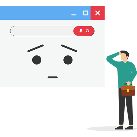 Businessman facing online page error  Illustration