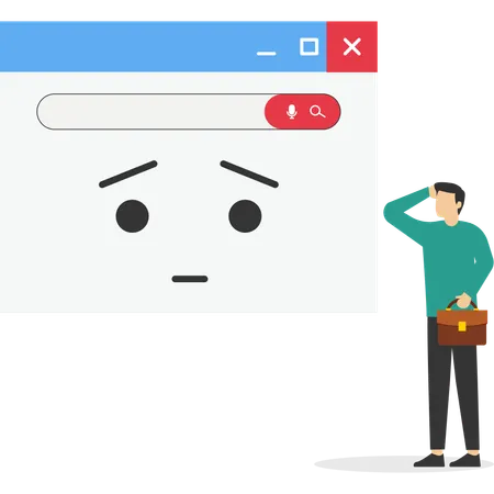 Businessman facing online page error  Illustration