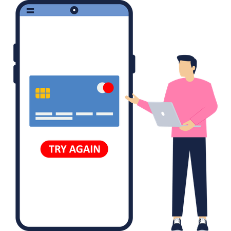 Businessman facing payment error  Illustration
