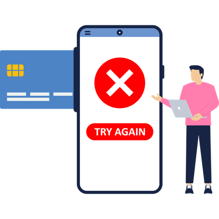 Businessman facing payment error  Illustration