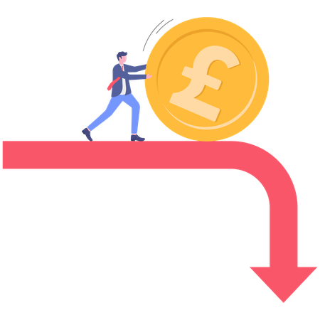 Businessman facing Pound loss  Illustration