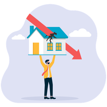 Businessman facing property loss  Illustration