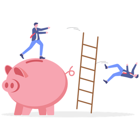 Businessman facing saving crisis  Illustration